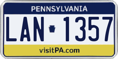 PA license plate LAN1357