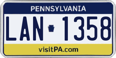 PA license plate LAN1358