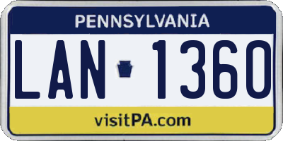 PA license plate LAN1360
