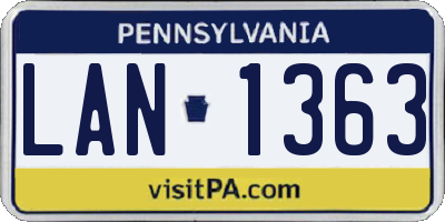 PA license plate LAN1363