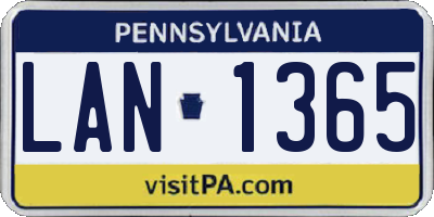 PA license plate LAN1365