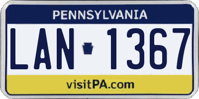 PA license plate LAN1367