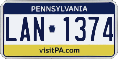PA license plate LAN1374