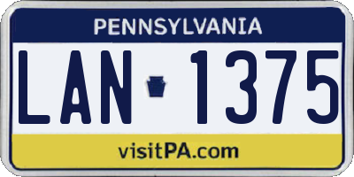 PA license plate LAN1375