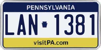 PA license plate LAN1381