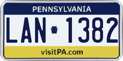 PA license plate LAN1382
