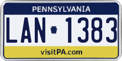 PA license plate LAN1383