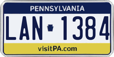 PA license plate LAN1384