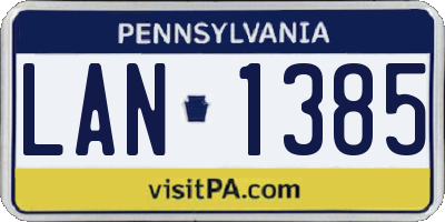 PA license plate LAN1385