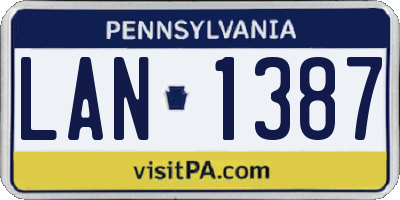 PA license plate LAN1387