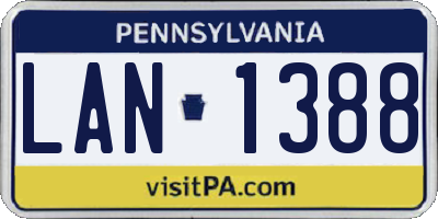 PA license plate LAN1388