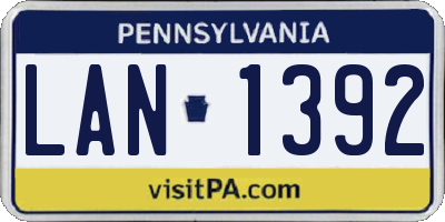 PA license plate LAN1392
