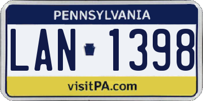 PA license plate LAN1398