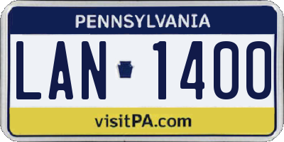 PA license plate LAN1400
