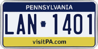 PA license plate LAN1401