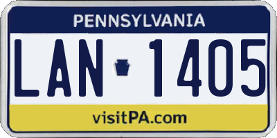 PA license plate LAN1405