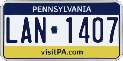 PA license plate LAN1407