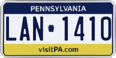 PA license plate LAN1410