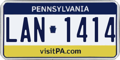 PA license plate LAN1414