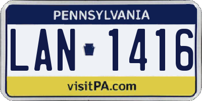 PA license plate LAN1416