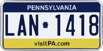 PA license plate LAN1418