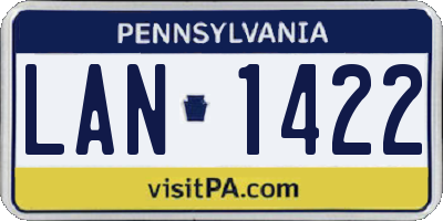 PA license plate LAN1422