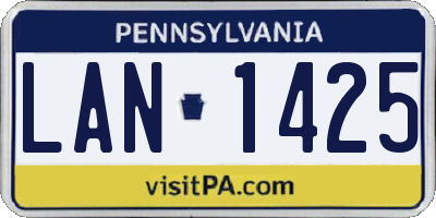 PA license plate LAN1425
