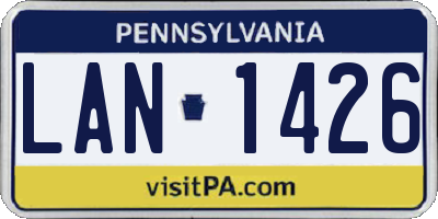 PA license plate LAN1426