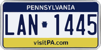 PA license plate LAN1445
