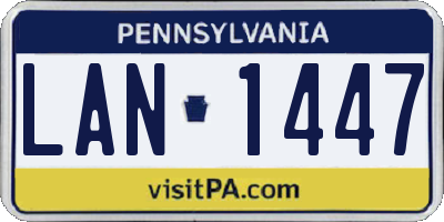 PA license plate LAN1447