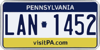 PA license plate LAN1452