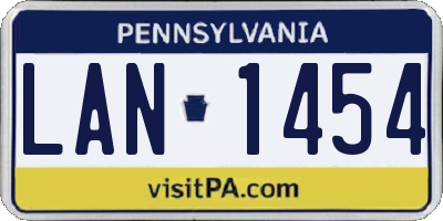 PA license plate LAN1454