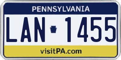 PA license plate LAN1455