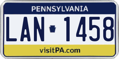 PA license plate LAN1458