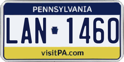 PA license plate LAN1460