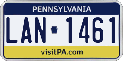 PA license plate LAN1461