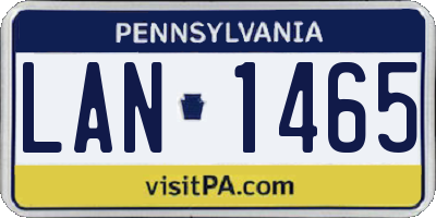 PA license plate LAN1465