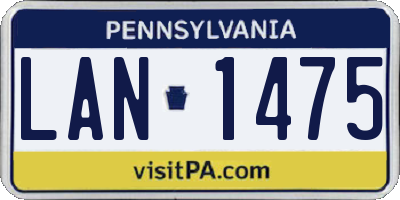 PA license plate LAN1475