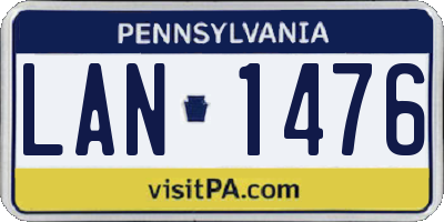 PA license plate LAN1476