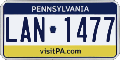 PA license plate LAN1477