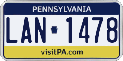 PA license plate LAN1478
