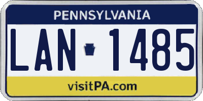 PA license plate LAN1485