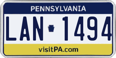 PA license plate LAN1494