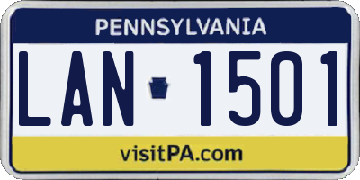 PA license plate LAN1501