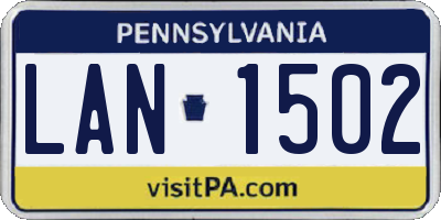 PA license plate LAN1502