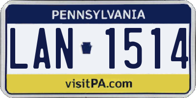 PA license plate LAN1514