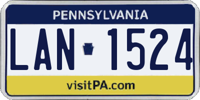 PA license plate LAN1524