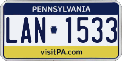 PA license plate LAN1533
