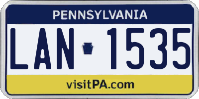PA license plate LAN1535