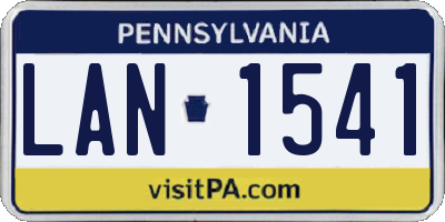 PA license plate LAN1541
